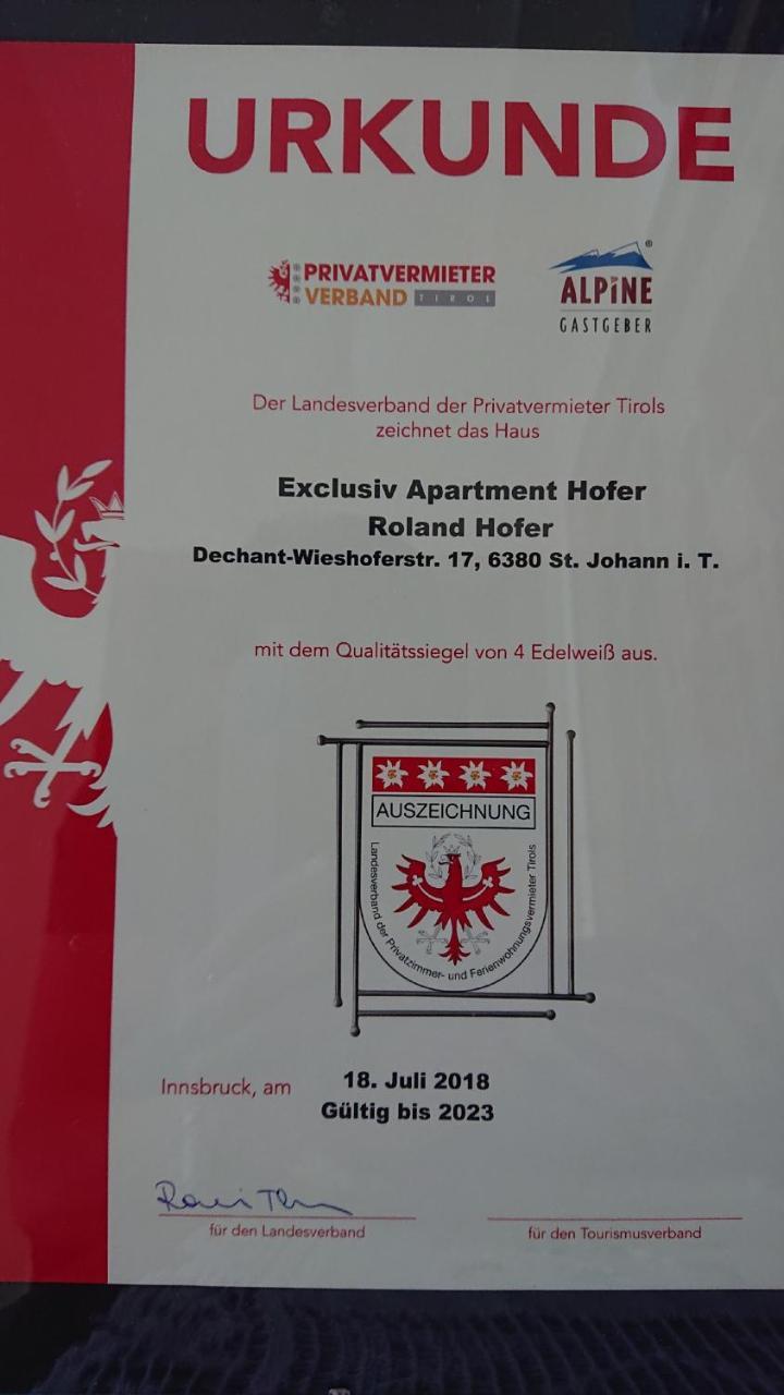 Exklusiv Apartment Hofer Sankt Johann in Tirol Esterno foto